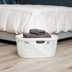 Mind Reader 40L Ventilated Laundry Baskets, Lightweight Clothes Hamper with Cutout Handles for Bathrooms and Closets, Plastic, Set of 2, White