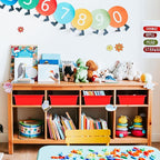 Hoteam 10 Pcs Flat Storage Organizer Tray Bin Letter Size Paper Tray for Classroom Plastic Stackable File Organizer for School Office Teacher Book Organization（ Red, 13.78 x 9.84 x 3.15 Inch）
