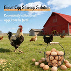 2 Pcs Egg Basket With Handle,Wire Egg Basket for Gathering Fresh Eggs, Round Egg Collecting Basket for Farm,Vintage Style Chicken and Duck Eggs Basket Egg Countertop Storage Container Holder ﻿