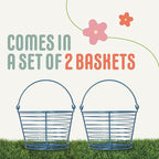 CONCORD 8" Egg Basket For Storage Collecting and Transporting Chicken and Duck Eggs. Farm Grade Wire Baskets. 2 Pack (Blue)