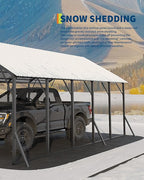 GarveeLife 13x26 ft Metal Carport with Vertical Roof, Heavy-Duty Metal Car Port 120° Steep-Pitch Roof, 133" High-Clearance for Full-Sized Pickups, Tractors, and Bass Boats