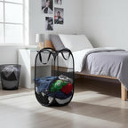 5 Pack Commercial Pop Up Laundry Hampers, 112L Large Capacity, Foldable Mesh with Steel Frame, Oxford Fabric Bulk Laundry Baskets for Hotels, Dorms, Shelters and Property Management