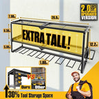 Power Tool Organizer for Tool Storage, Drill Holder Wall Mount with Screwdriver Organizer, Tool Holder for Garage Wall Organization, Heavy Duty Metal Tool Shelf with Battery Holder