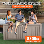 180 Gallon Resin Deck Box, Waterproof Outdoor Storage Bin for Patio Furniture, Pool Accessories, and Garden Tools, Lockable & UV-Resistant, Grey