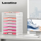Lavatino 8-Tier Letter Tray Desk Paper Organizer, Mesh File Tray Organizer for Desk, Office Supplies & Home Organization, Fits A4 Paper, Mail, Magazines and Office Accessories (White with Handle)