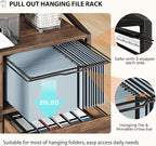 HSH Mobile File Cabinet with Lock, 1-Drawer Rolling lateral Filling Cabinet on Wheels, Wood Printer Stand with Open Storage Shelves & Hanging File Rack, File Cabinets for Home Office,Rustic Brown,33In