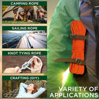 TECEUM Rope – 90 Feet x 1/4 Inch (7mm) – Orange – Strong All-Purpose Utility Rope – Camping, Crafting, Flag Pole, Indoor & Outdoor – Polypropylene Nylon Poly Lightweight Diamond Braided Cord