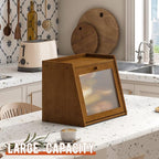 GHWIE Large Bread Box, Easy Access & Cleaning - Bamboo Bread Box for Kitchen Countertop with Acrylic Door (Coffee, Large)