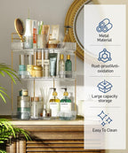 3-Tier Corner Bathroom Counter Organizer Makeup Cosmetic Storage, Tool-Free Installation Acrylic Vanity Shelf, Countertop Storage Organizers Perfume Tray for Bathroom, Dresser, Kitchen (Clear)