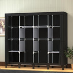 Non-Woven Wardrobe, No Tools Required, Large Capacity, Easy Assembly, Movable, Storage Rack, Waterproof, Dustproof, Stain Resistant, Black, 67.7 x 172 cm (Black, X-Large)