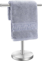 T-Shape Bath Hand Towel Holder Stand, Stainless Steel Free Standing Hand Towel Rack, for Bathroom Kitchen & Countertop, Silver