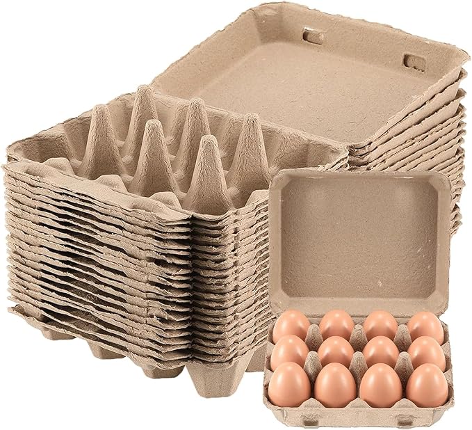 30 Pack Egg Cartons Bulk - 3×4 Style Reusable Cardboard Cartons 12 Count, Dozen Chicken Egg Crates