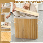 Leinuosen Bamboo Toilet Paper Storage Basket 8 Gallons Toilet Paper Organizer Holder with Lid Waterproof for Kitchen Bathroom Home(Beige,Regular)