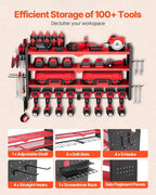 VEVOR Power Tool Organizer Wall Mount, 4-Layer Storage Rack with 8 Drill Holders, Tools Holder and Storage Rack with Side Pegboards, Garage Tool Organizer for Garage, Workbench, and Workshop