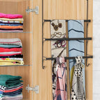 Auledio Adjustable Over The Door Triple Towel Rack with Hooks,Black