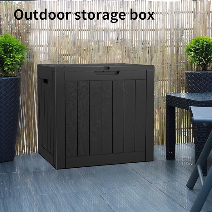30 Gallon Resin Deck Box Outdoor Storage Box for Patio Furniture,Outdoor Cushions,Garden Tools and Pool Supplies,Waterproof,Lockable(Black,30Gallon)
