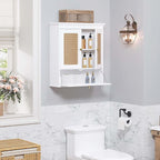 Spirich Bathroom Wall Cabinet Over Toilet, Boho Rattan Medicine Cabinet with Adjustable Shelf, Space-Saving Wall Mount Storage