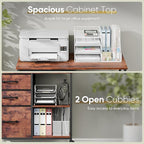 ZENY Lateral File Cabinet with 3 Drawers, Mobile File Cabinet Printer Stand, Rolling Fabric Lateral Filing Cabinet for Office Home Small Space (Rustic Brown)