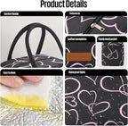 Lunch Bag Women/Men Lunch Box Women/Men (black+pink heart)