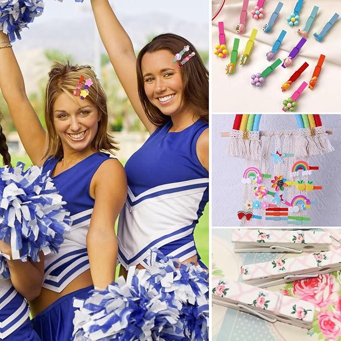 60Pcs Colored Clothes Pins Wooden, Colored Clothespins for Crafts 2.9 Inch, Clothing Pins for Hanging Classroom