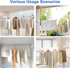 17Ft Retractable Clothesline Indoor/Outdoor, Comes with 30 clothespins, Anti-Sag for Drying Clothes line retracting Indoor/Outdoor, Dual-Line with Each Line 17Ft Long Laundry line Retractable