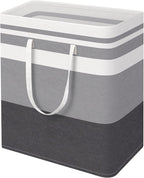 HomeHacks Large Laundry Basket, Waterproof, Freestanding Laundry Hamper, Collapsible Tall Clothes Hamper with Extended Handles for Clothes in The Dorm and Family-(Gradient Grey, 125L)