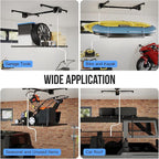 Overhead Garage Storage Rack Lift, 4x4 ft Ceiling Mounted Storage Racks, 79" Max Adjustable Height, 350lbs Weight Capacity, Heavy-Duty Metal Ceiling Rack for Organization