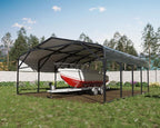 20x20 FT Heavy Duty Metal Carport, 2-Car Garage with Structural Reinforcement, Galvanized Steel Roof, Ground Anchors, 120lbs/Sq.Ft Snow/Wind Resistant Carports, Fits Pickups, Trucks, RVs, Boats
