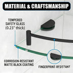Glass Corner Shelf for Bathroom Corner Shelf, 3 Pack Tempered Glass Shelf with Electroplating Black Metal Rails，Suitable for Bathroom
