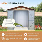 10×8FT Metal Shed & Outdoor Storage Shed with Floor Frame,Steel Tool Multi-used Shed with Vents,Lockable Doors,Window,Compact Tool Shed for Backyard, Patio, Lawn and Garden Various Storage(Matte Gray)
