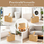 Toilet Paper Storage Basket with Lid, Water Hyacinth Toilet Paper Holder, Wicker Organizer Basket for 6 Mega Rolls, Decor Storage for Home, Bathroom, Living Room