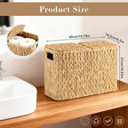 Toilet Paper Storage Basket with Lid, Water Hyacinth Toilet Paper Holder, Wicker Organizer Basket for 6 Mega Rolls, Decor Storage for Home, Bathroom, Living Room
