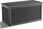 320 Gallon Waterproof Outdoor Storage Box, UV Resistant Resin Deck Box with Hydraulic Rod for Reinforced Stability, Perfect for Patio, Garden, and Pool（Black，320 Gallon）