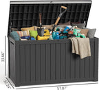 280 Gallon Large Deck Box,Resin Outdoor Storage Box with Lockable for Patio Furniture, Garden Tools Waterproof Outside Storage Box, Black