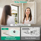 TokeShimi 40 x 32 Medicine Cabinet Mirror for Bathroom, Assembly Required, Recessed Medicine Cabinet with Mirror, Aluminum Frame, DTC Hinge, Stepless Adjustable Shelves