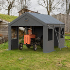 Carports Canopy Heavy Duty, Portable Garage with Sidewalls and Side Doors (10x16, Grey)