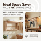 Pennsylvania Woodworks Extra Large Wall Clothes Drying Rack ~ Heavy Duty Solid Maple Hardwood, Folding, Collapses to 35" x 20" x 8", Hand Built in USA, Unfinished