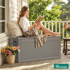 YITAHOME 60 Gallon Outdoor Storage Box, Large Water Resistant Resin Deck Box, Indoor Outdoor Lockable Rattan Storage Container for Patio, Garden, Cushions, Tools, Equipment (Taupe)