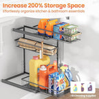 Under Sink Organizer and Storage for Bathroom and Kitchen - 1 Pack 3 Tier Under Cabinet Pull Out Shelf Organizers - Slide Out Drawer Organization for Home Cabinets Shelves and Drawers