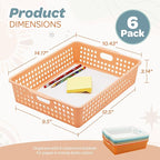 4E's Novelty 6 Pack Classroom Paper Baskets, Organizing Desk Boho Tray for A4 Papers, Classroom Storage Plastic Paper Bins, Fun Turn In Trays for Teachers and Students, Office Desk Room Trays