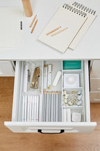 Annova Desk Top Organizer Tray for Office Organization - Metal Mesh - Storage Tray with Dividers for Pens, Desktop Accessories, Bathroom, Kitchen, Makeup and Office Supplies (Large, White)