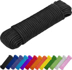TECEUM Rope – 90 Feet x 3/8 Inch (10mm) – Black – Strong All-Purpose Utility Rope – Camping, Crafting, Flag Pole, Indoor & Outdoor – Polypropylene Nylon Poly Lightweight Diamond Braided Cord