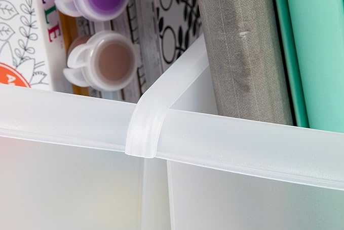 IRIS USA Plastic Book Bin Magazine Holder, 8-Pack, Vertical Standing Connecting Container Box for Office Dorm Study Homework Binder Notebook File Craft Stationery Supplies Organizer Caddy, Clear