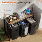 NEWBULIG Rolling Laundry Hamper with Removable Pull-Out Bag, Freestanding Clothes Basket Organizer with Wheels for Bathroom & Bedroom, 3 × 10.8 Gal (123L) - Rustic Brown & Black