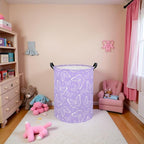 Kids Laundry Basket Baby Hamper Toy Storage Bin for Boys Room Decor Baby Nursery Hamper Gift Baskets for Bedroom Bathroom(Purple Butterfly)