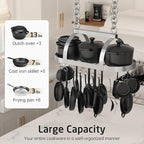 KES 34 Inch Heavy Duty Chrome Hanging Pot Rack Ceiling Mount, Oval Pot and Pan Hanging Rack, Pan Hanger for Kitchen Storage Organizer with 20 S Hooks (For 16" and 24" Ceiling Joist), KUR221S85-CH