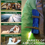 TECEUM Rope – 90 Feet x 1/4 Inch (7mm) – Blue – Strong All-Purpose Utility Rope – Camping, Crafting, Flag Pole, Indoor & Outdoor – Polypropylene Nylon Poly Lightweight Diamond Braided Cord