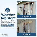 14-Place Log Ski Rack Wall Mount, Indoor Ski Storage Rack for Garage Organizers, Wooden Skis Wall Mount Storage Racks, Pole Skis Sports Racks, Garage Organization Walls - Natural