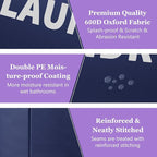 95L Collapsible Laundry Baskets for Boy, Big Clothes Hampers with Handles, Stand-alone Laundry Bin, Portable Dirty Clothes Basket for Bathroom, Camping, Navy Blue