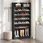 Tribesigns 2PCS Shoe Cabinet, 9 Tiers 40-45 Pairs Heavy Duty Wood Freestanding Shoe Storage Cabinet, 70.8'' Tall Shoe Cabinet with Open Storage for Entryway (Black)